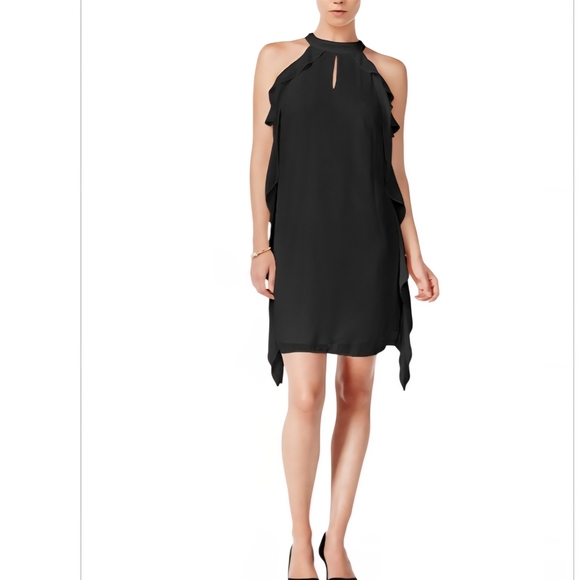 BCBGeneration Black Ruffle Mini Dress - Picture 1 of 8